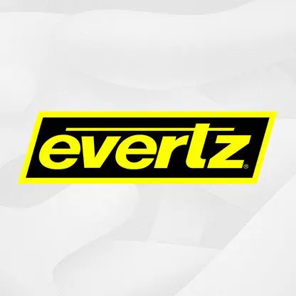 A yellow and black logo for evertz