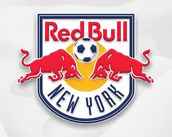 A red bull new york soccer team logo.
