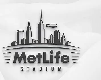 A black and white image of metlife stadium.