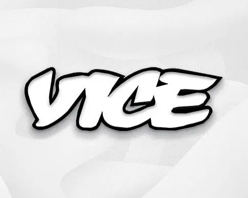 A black and white image of the word vice.