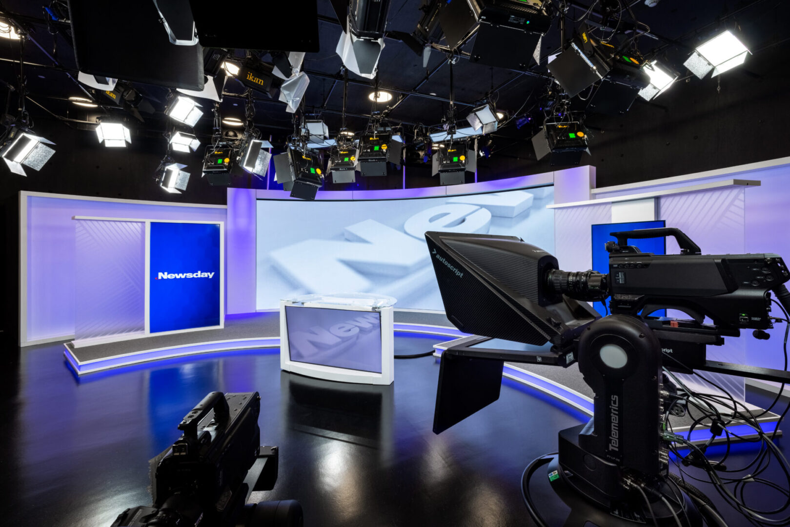 Newsday television studio set.