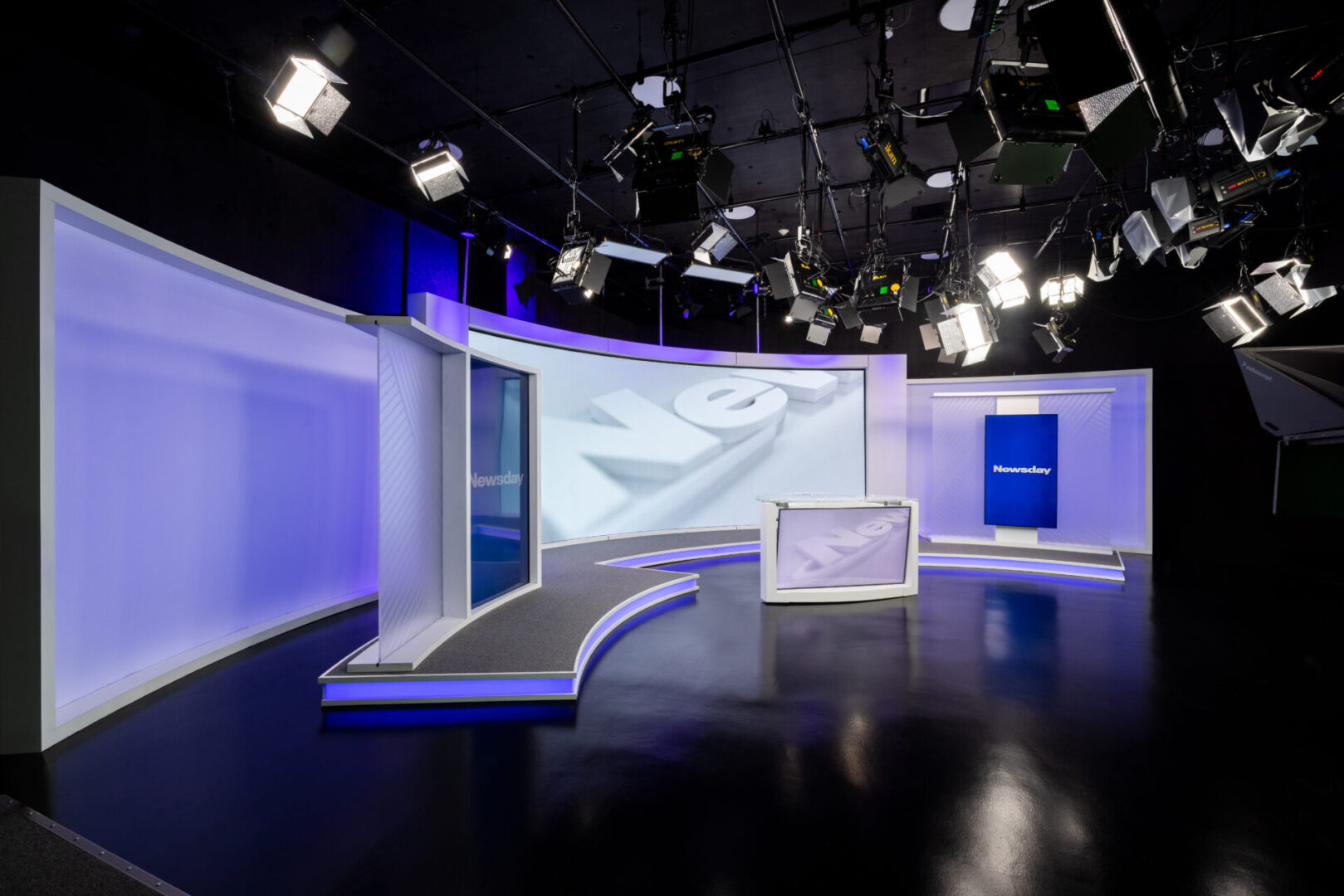 Newsday television studio set.